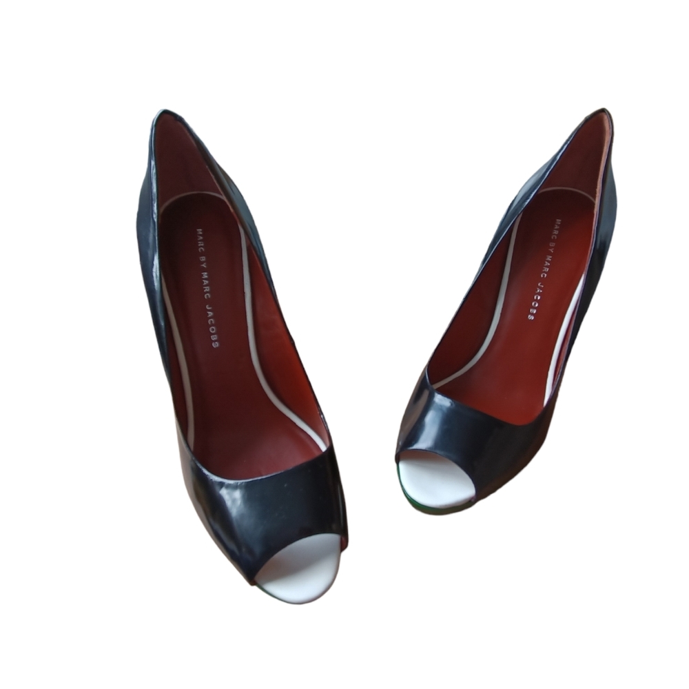 Marc By Marc Jacobs Color Block Peep Toe Pumps " … - image 7